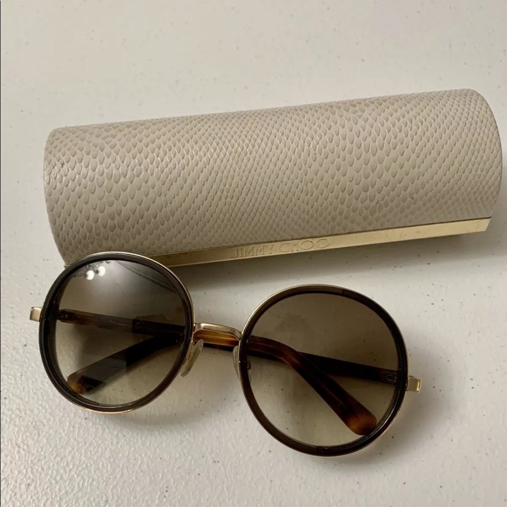 Authentic Jimmy Choo Andie Round Sunglasses Gold